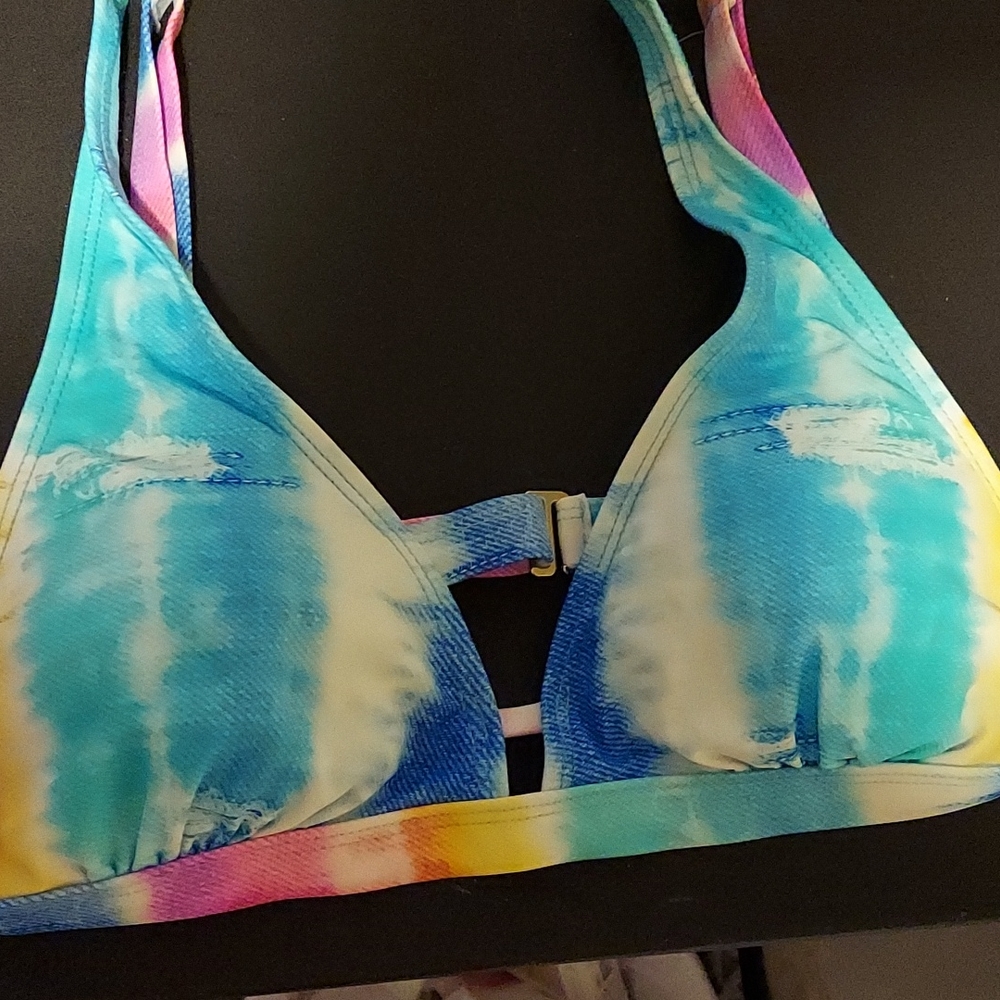 Bingo Surf Heat Swimwear Multi-Colored Tie-Dyed Bikini Swimwear Top
